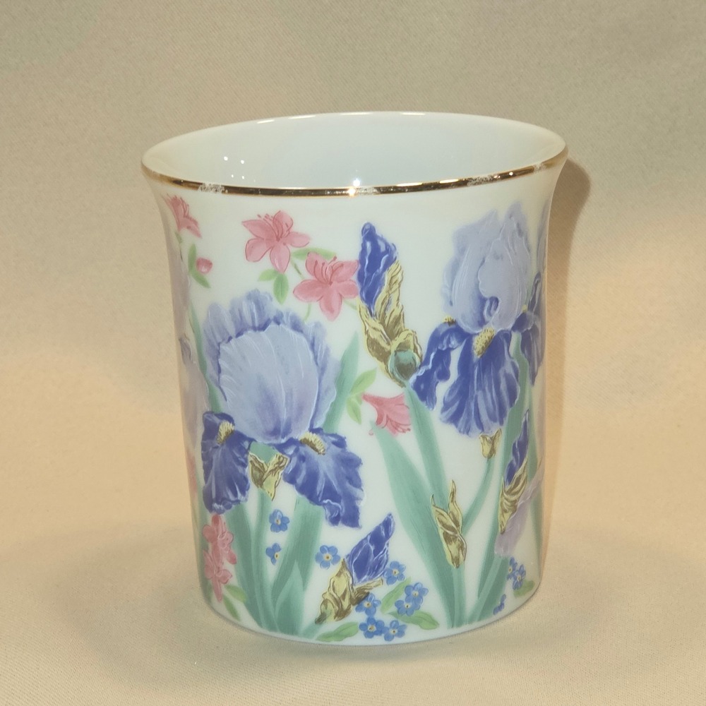 Lenox Suzanne Clee Iris Porcelain Mug Flower Blossom 1995 Gold Rim Floral - Picture 4 of 6